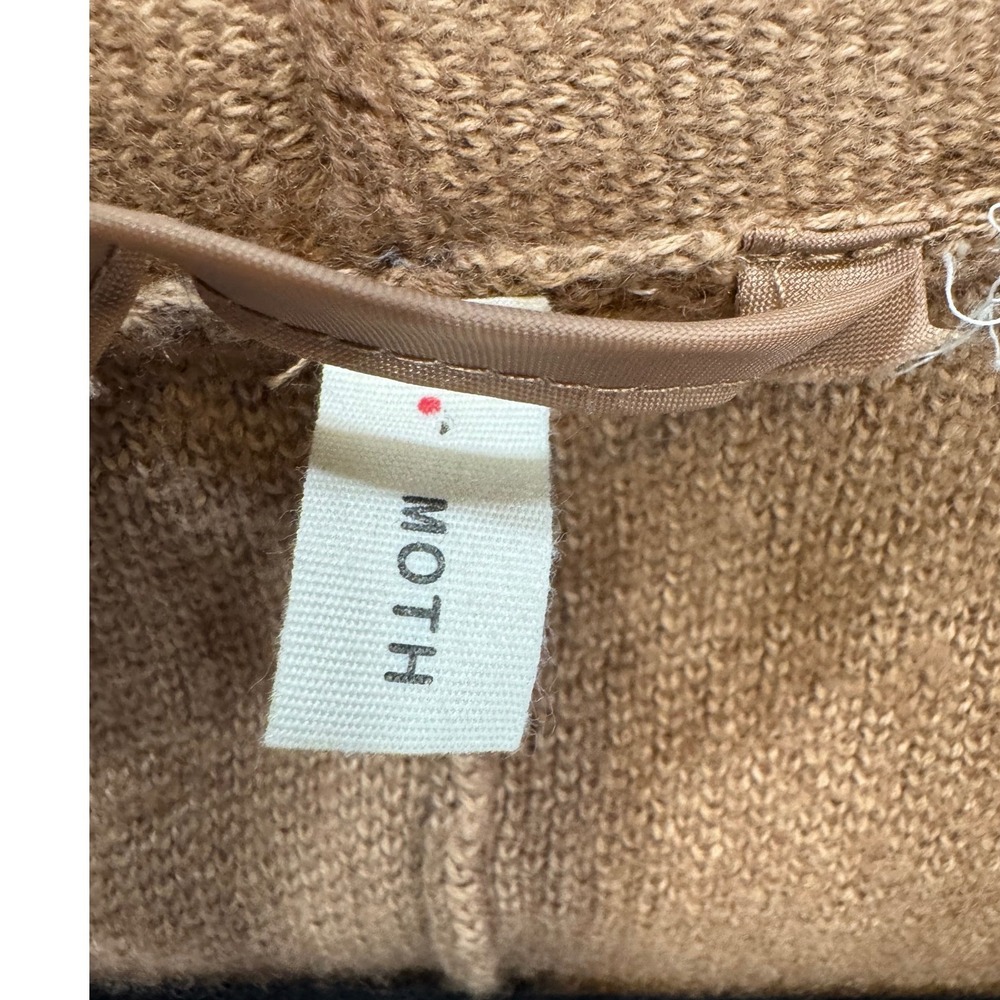 Anthropologie Moth Camel Brown Cotton Wool Wrap Cardigan Sweater Coat XS - Picture 6 of 8